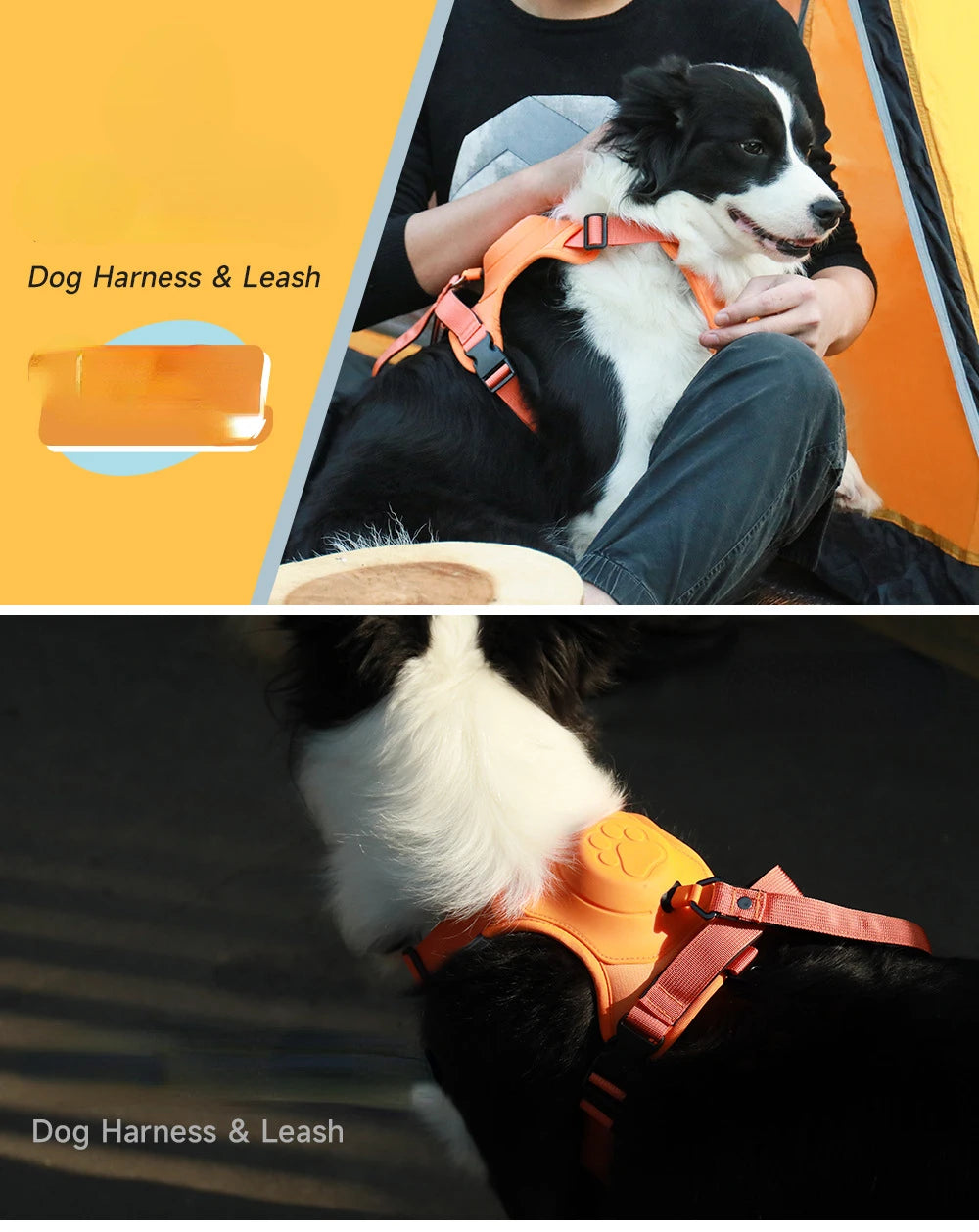 AMOBOX Dog Harness with Leash Retractable,Adjustable for Large Dogs with Integrated Leash and Anti Slip Soft Handle,Comfortable.